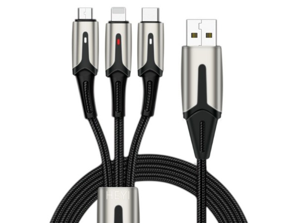 心联鑫新品-5A一拖三锌合金数据线